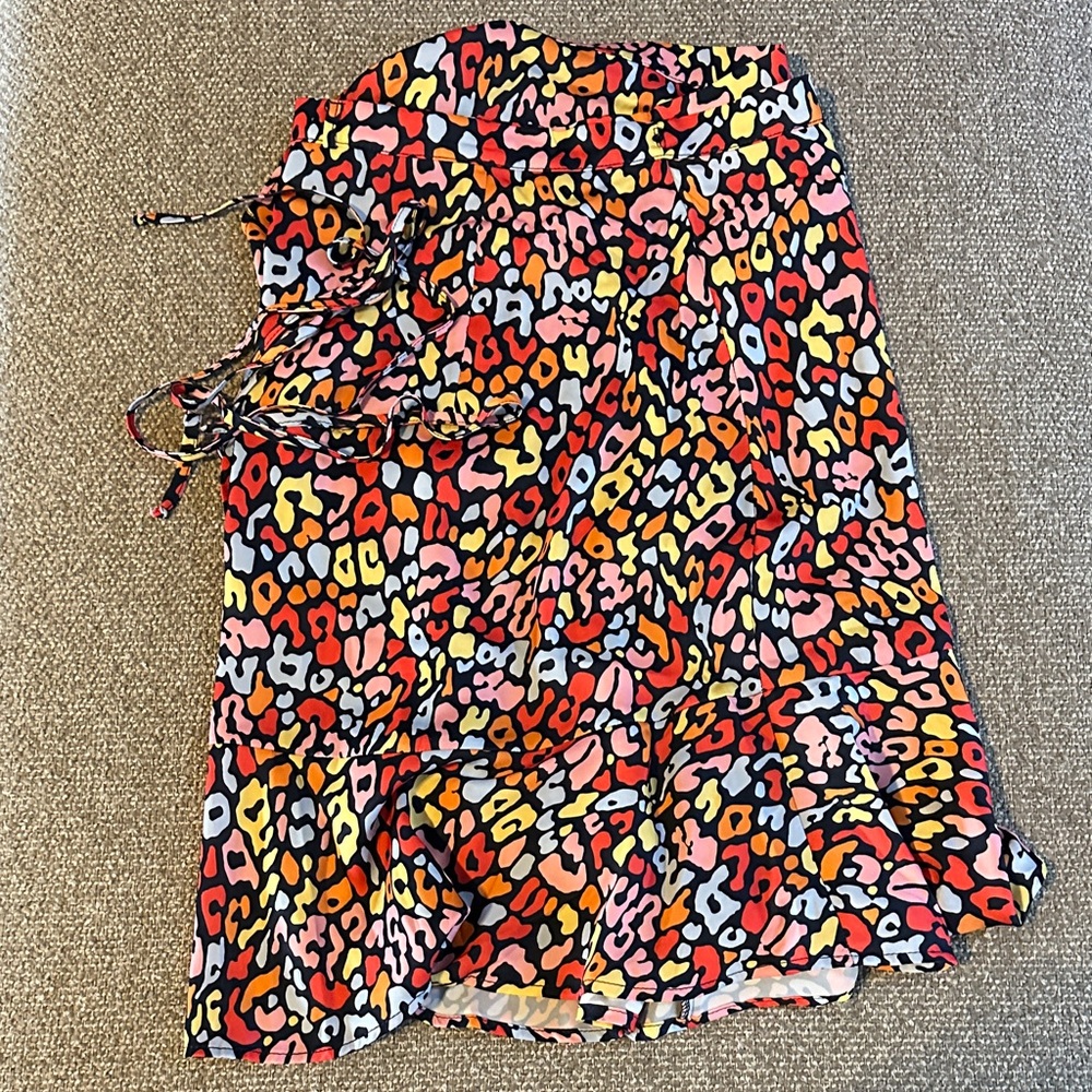 Summersalt Colorful Leopard Print Ruffle Wrap Skirt
